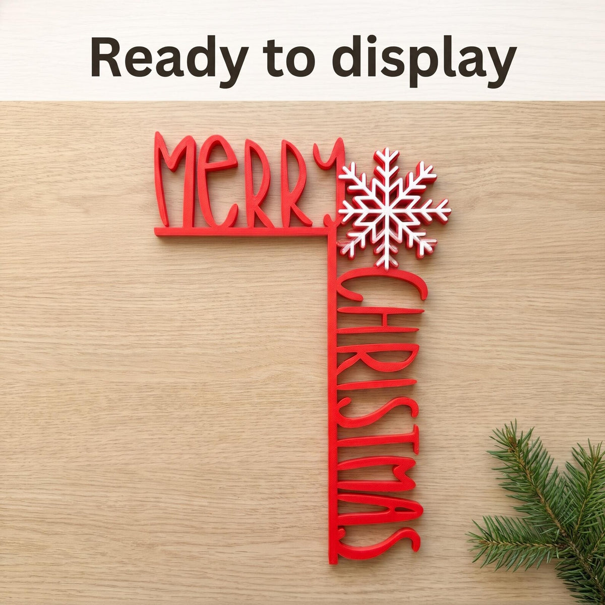 Merry Christmas Door Corner Sign, Red & White Snowflake Door Frame Topper