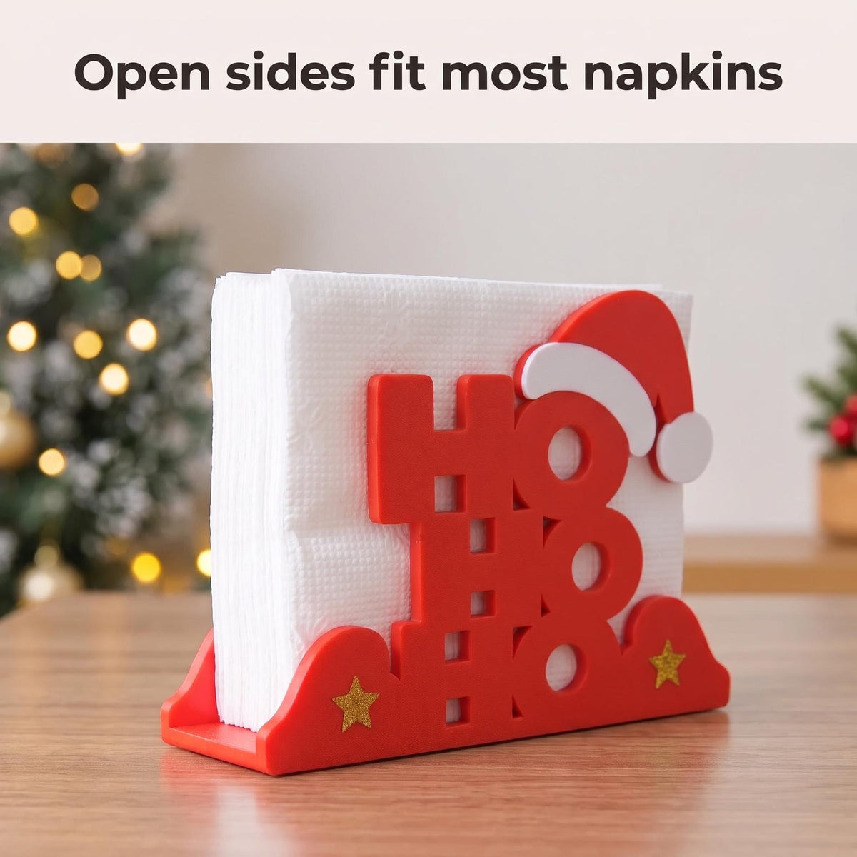 Christmas Decor Set, Ho Ho Ho Napkin Holder & Merry Christmas Door Corner