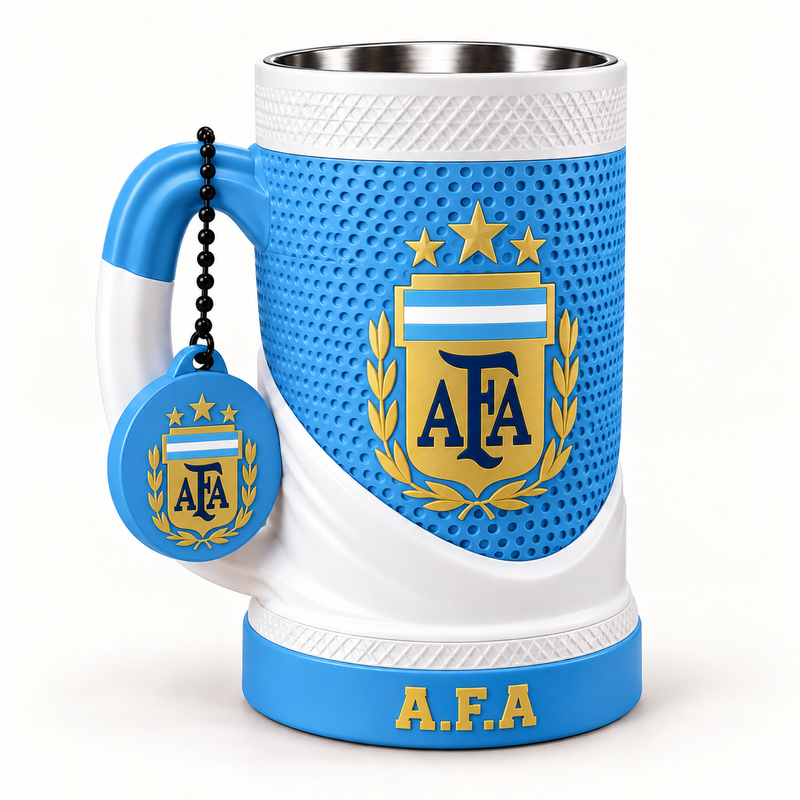 Argentina AFA 16 oz collectible mug with white wrap and matching keychain